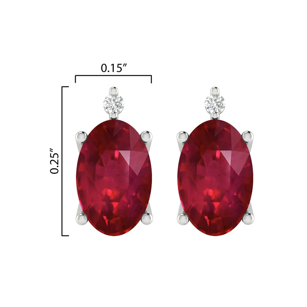 Sterling Silver 1.20Ct Ruby and White Diamond Stud Earrings