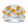 Sterling Silver 1.45Carat Natural Citrine Wide Band Ring