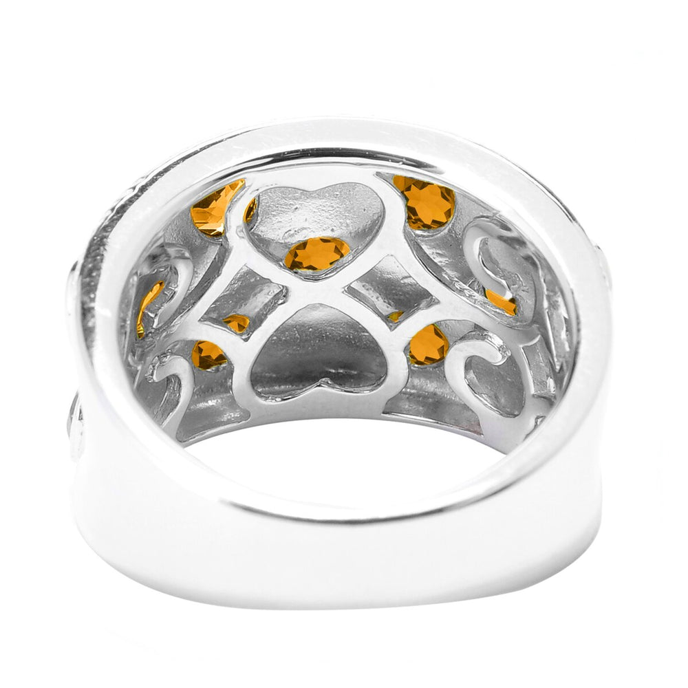 Sterling Silver 1.45Carat Natural Citrine Wide Band Ring