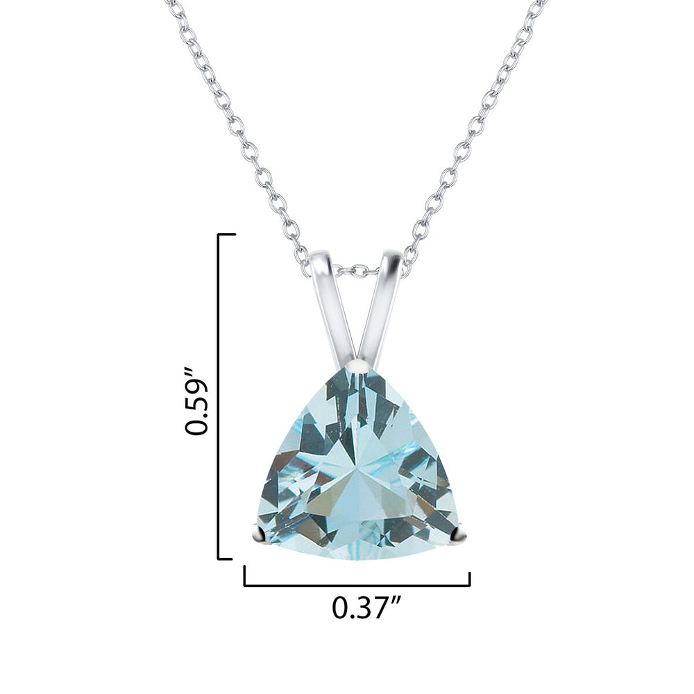 Sterling Silver 1.50 CT Aquamarine Trillion Solitaire Pendant Necklace