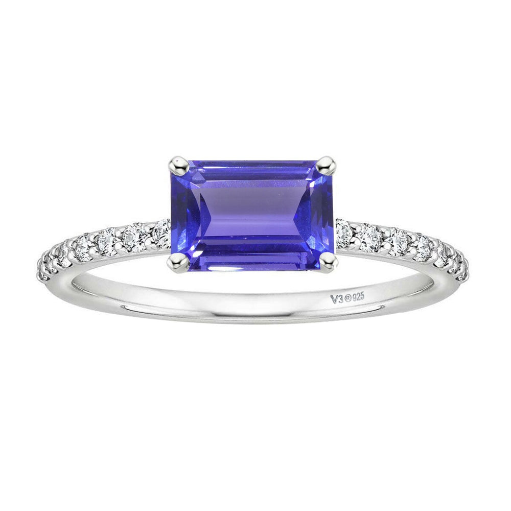 Sterling Silver 1.65ct Natural Tanzanite and White Topaz Engagement Ring