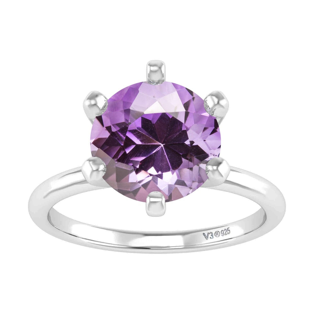 Sterling Silver 1.70 Carat Natural Amethyst Solitaire Ring