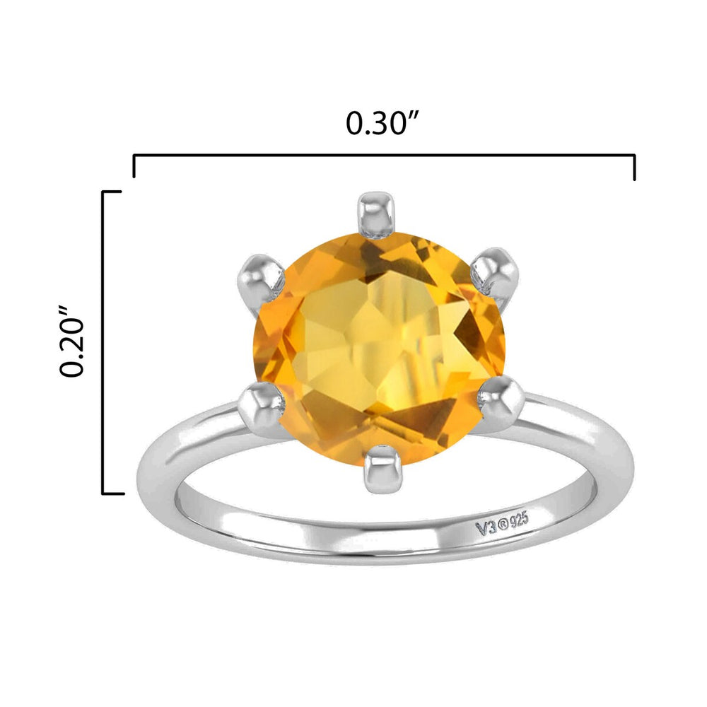 Sterling Silver 1.70 Carat Natural Citrine Solitaire Ring