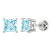 Sterling Silver 1.80Ct Natural Aquamarine Stud Earrings