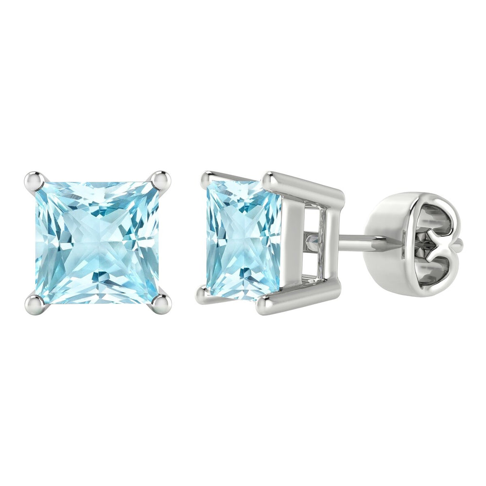 Sterling Silver 1.80Ct Natural Aquamarine Stud Earrings