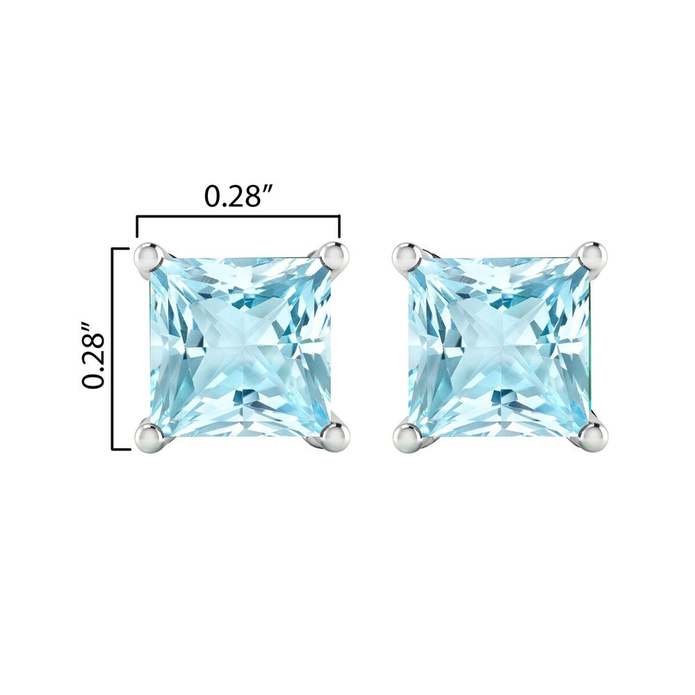 Sterling Silver 1.80Ct Natural Aquamarine Stud Earrings