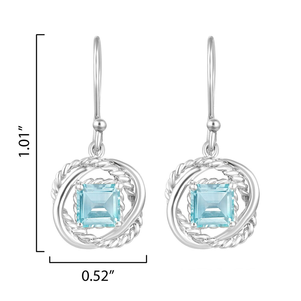 Sterling Silver 1.80Ct Natural Aquamarine Twisted Wire Earrings