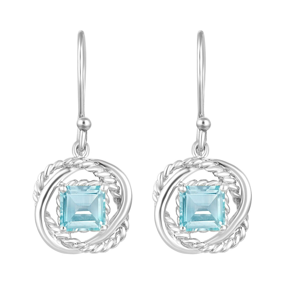 Sterling Silver 1.80Ct Natural Aquamarine Twisted Wire Earrings