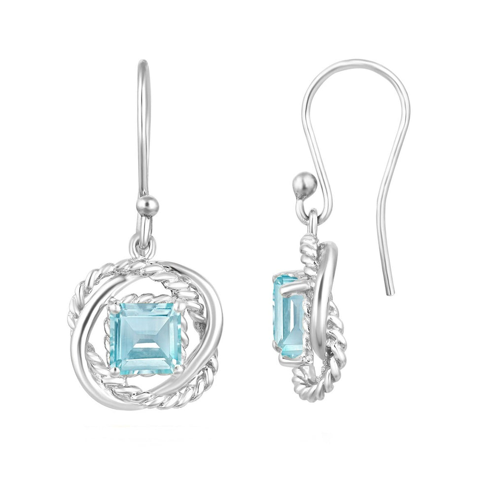 Sterling Silver 1.80Ct Natural Aquamarine Twisted Wire Earrings