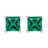 Sterling Silver 1.80Cttw Emerald Women Stud Earrings