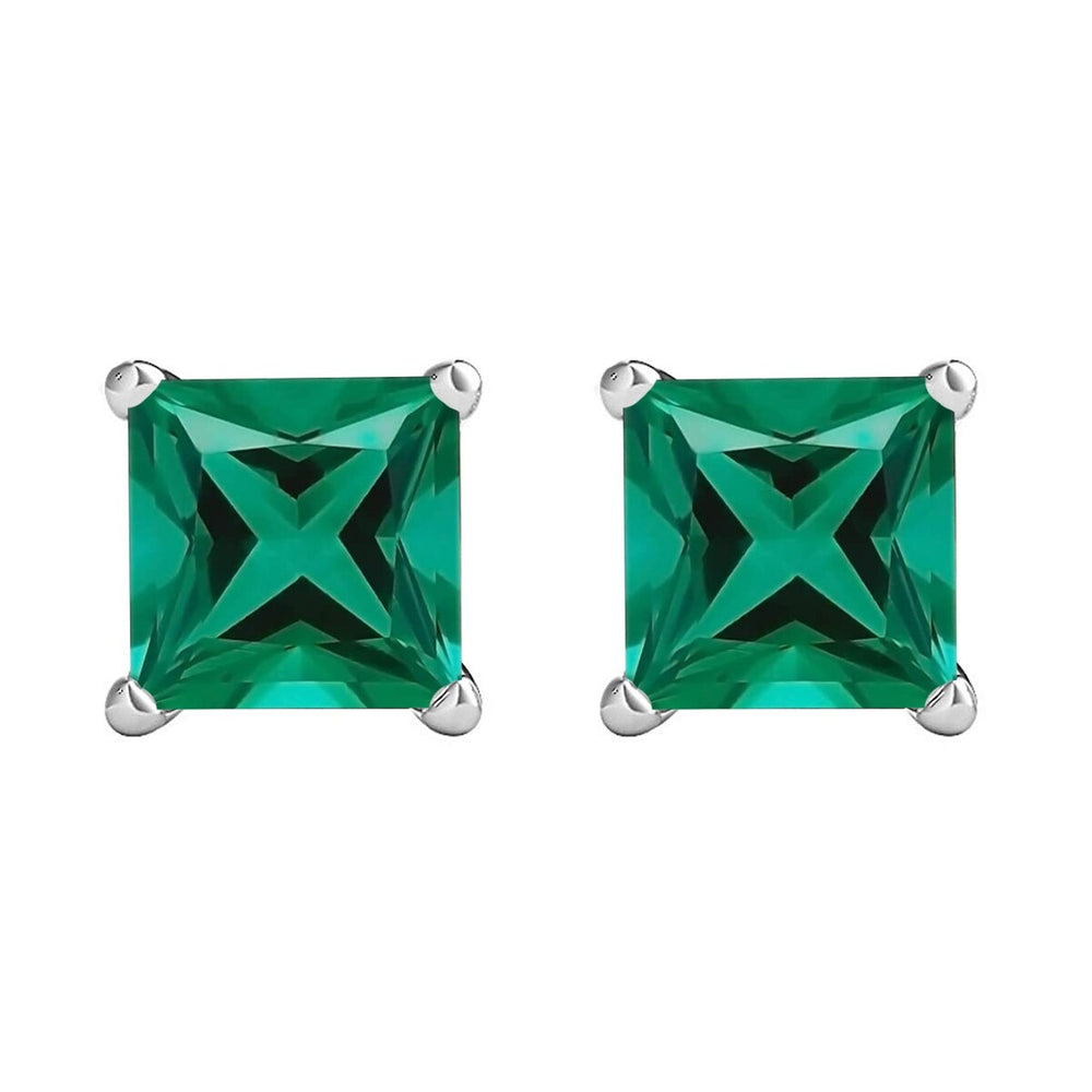 Sterling Silver 1.80Cttw Emerald Women Stud Earrings