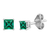 Sterling Silver 1.80Cttw Emerald Women Stud Earrings