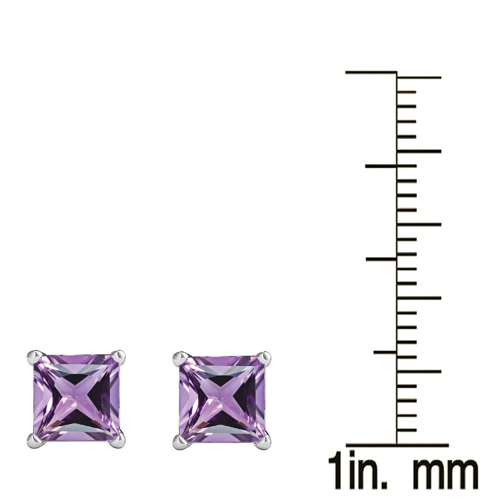 Sterling Silver 1.85Ct Natural Amethyst Stud Earrings