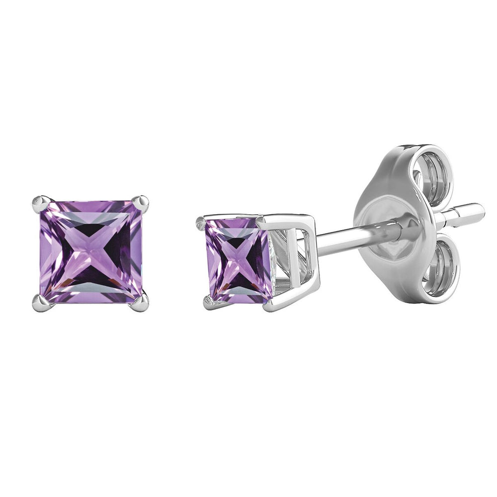 Sterling Silver 1.85Ct Natural Amethyst Stud Earrings