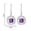 Sterling Silver 1.90Ct Natural Amethyst Twisted Wire Earrings