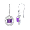 Sterling Silver 1.90Ct Natural Amethyst Twisted Wire Earrings