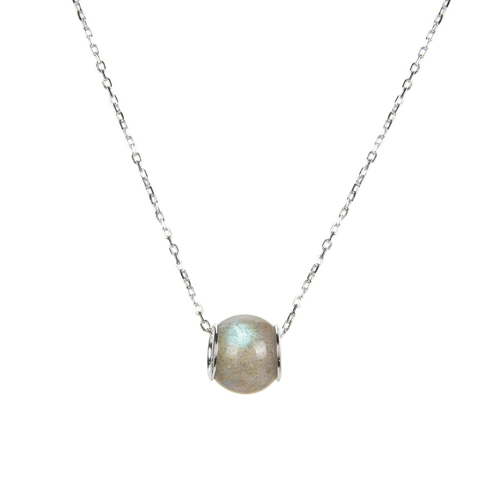 Sterling Silver 10MM Labradorite Single Bead Necklace