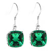 Sterling Silver 12.95Ct Cushion Cut Emerald Dangle Earrings