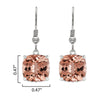 Sterling Silver 12.95ct Cushion Cut Morganite Dangle Earrings