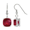 Sterling Silver 13.00ct Cushion Cut Ruby Dangle Earrings