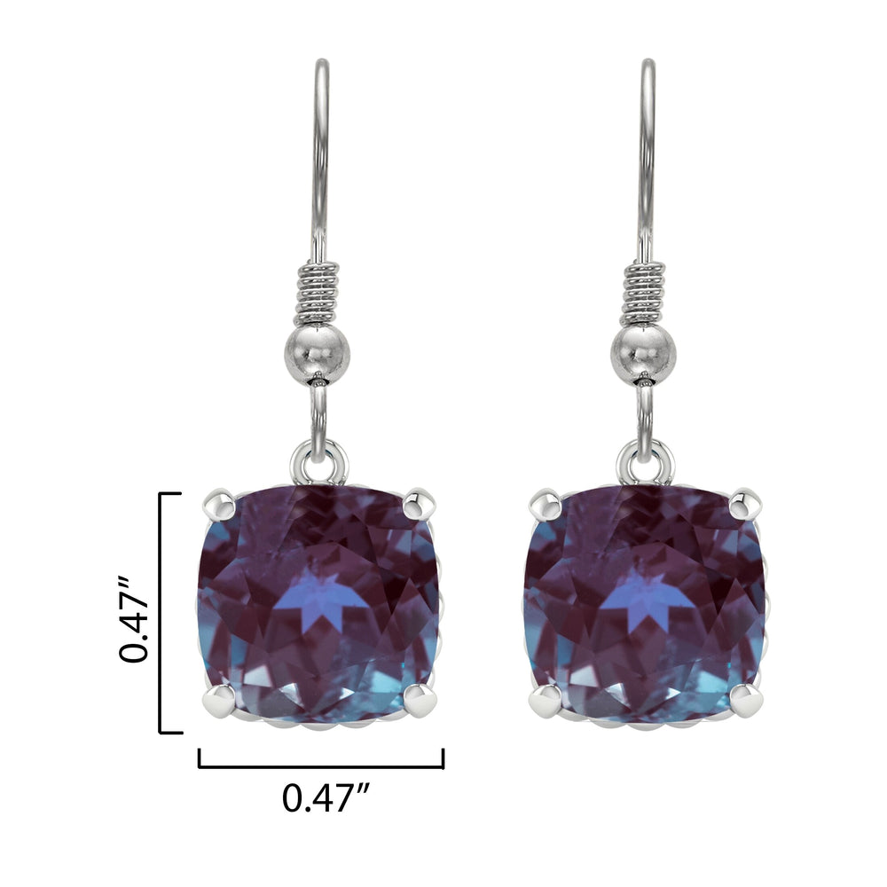 Sterling Silver 15.25ct Color Changing Alexandrite Dangling Earrings