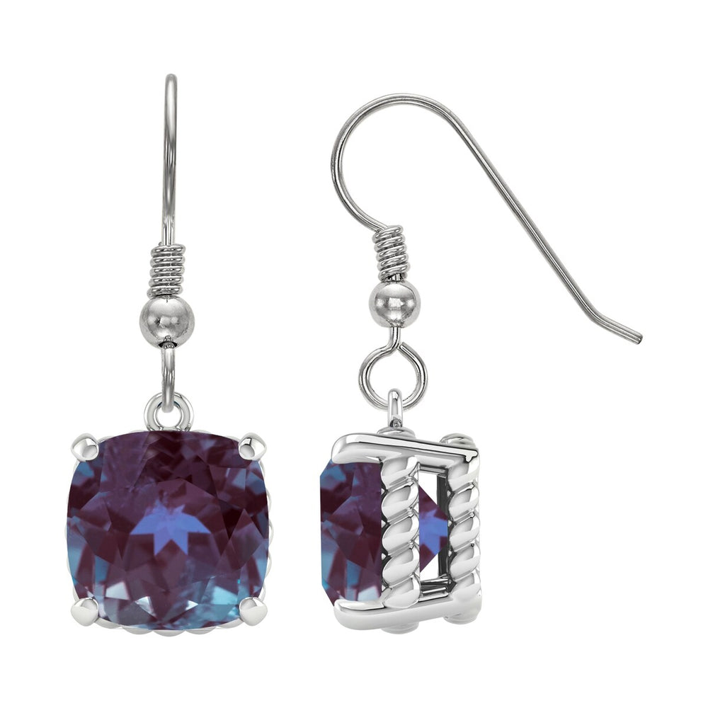 Sterling Silver 15.25ct Color Changing Alexandrite Dangling Earrings