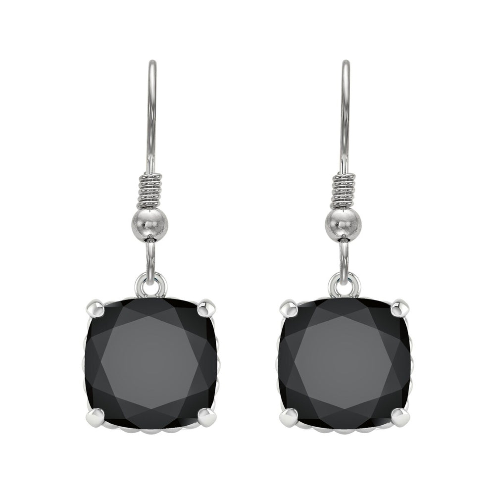 Sterling Silver 15.25ct Natural Black Spinel Dangle Earrings