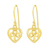 Sterling Silver 18k Gold-Plated Clover Heart Drop Earrings