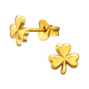 Sterling Silver 18k Gold-Plated Clover Stud Earrings