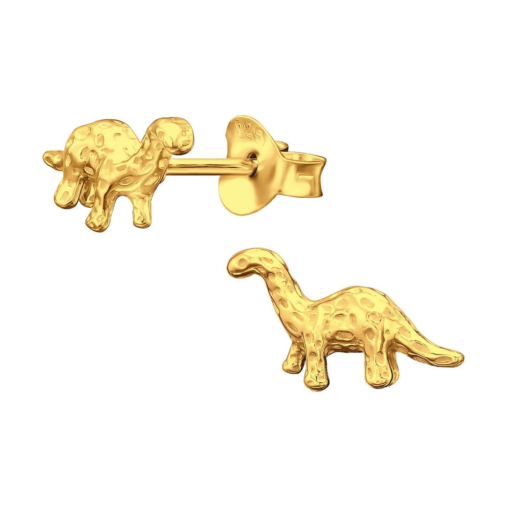 Sterling Silver 18k Gold-Plated Dino Stud Earrings