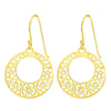 Sterling Silver 18k Gold-Plated Floral Circle Drop Earrings