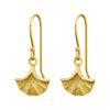 Sterling Silver 18k Gold-Plated Gingko Leaf Drop Earrings