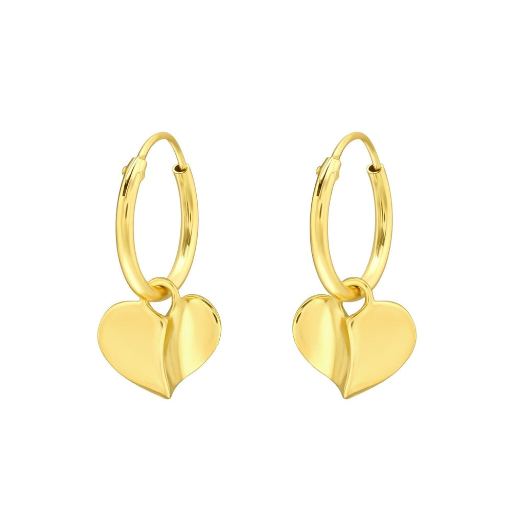 Sterling Silver 18k Gold-Plated Heart Hoop Earrings