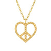 Sterling Silver 18k Gold-Plated Heart Peace Sign Pendant Necklace - White