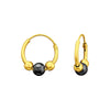 Sterling Silver 18k Gold-Plated Hematite Bali Hoop Earrings