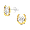 Sterling Silver 18k Gold-Plated Horse Shoe Stud Earrings