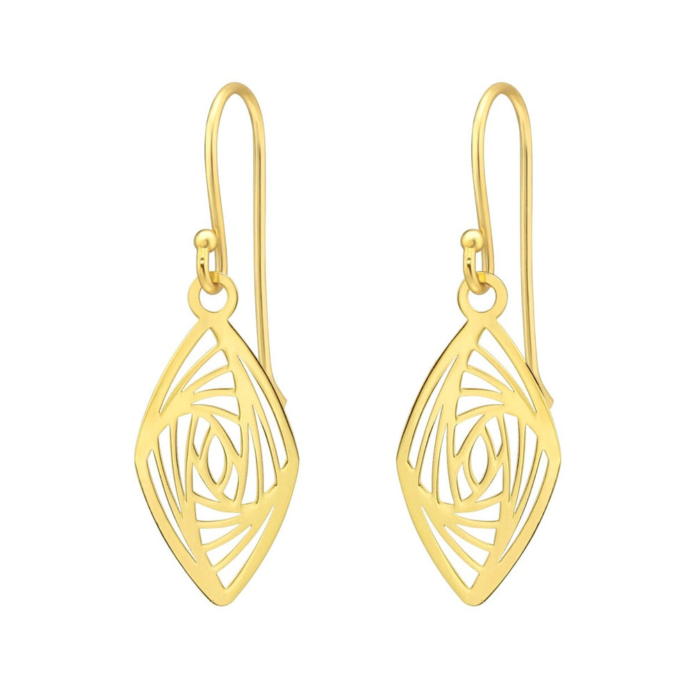 Sterling Silver 18k Gold-Plated Marquis Spiral Drop Earrings