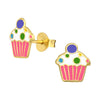 Sterling Silver 18k Gold-Plated Multi-colored CupcakeStud Earrings