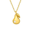 Sterling Silver 18k Gold-Plated Pear Pendant Necklace with Cubic Zirconia - White