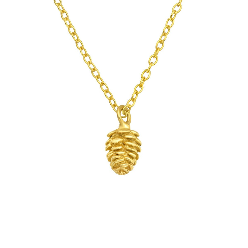 Sterling Silver 18k Gold-Plated Pine Cone Pendant Necklace - White