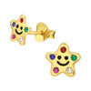 Sterling Silver 18k Gold-Plated Star Stud Earrings with Cubic Zirconia