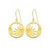 Sterling Silver 18k Gold-Plated Sun Moon Circular Drop Earrings