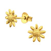 Sterling Silver 18k Gold-Plated Sunflower Stud Earrings