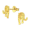 Sterling Silver 18k Gold-Plated Tiger Stud Earrings