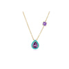 Sterling Silver 18k Gold-Plated & Purple Cubic Zirconia Teardrop Pendant Necklace with Green Accent - White