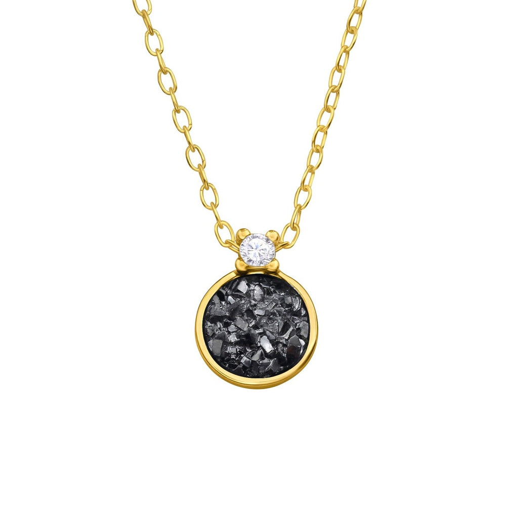 Sterling Silver 18kt Gold Plated Jet Druzy and CZ Dainty Timeless Necklace - White