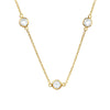 Sterling Silver 18kt Gold Plated Station Chain with 3 Checkered Dainty Crystals - White