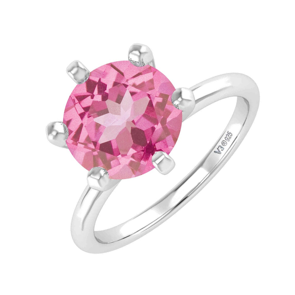 Sterling Silver 2.20 Carat Pink Topaz Solitaire Ring