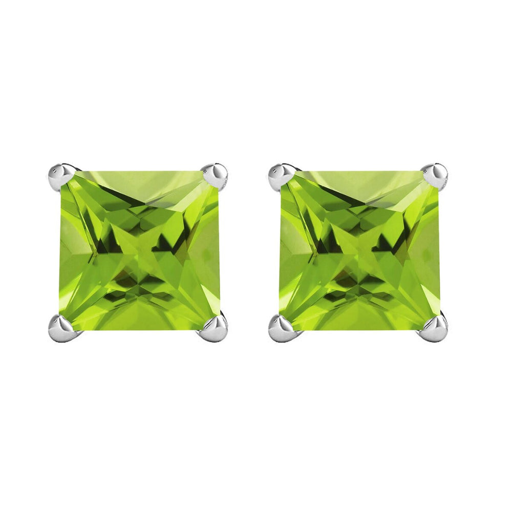 Sterling Silver 2.20Cttw Natural Peridot Stud Earrings