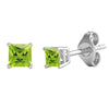 Sterling Silver 2.20Cttw Natural Peridot Stud Earrings